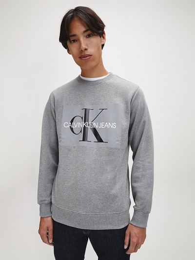 Calvin Klein Ruhák HU160833 | Calvin Klein Logo Férfi Pulóver Szürke